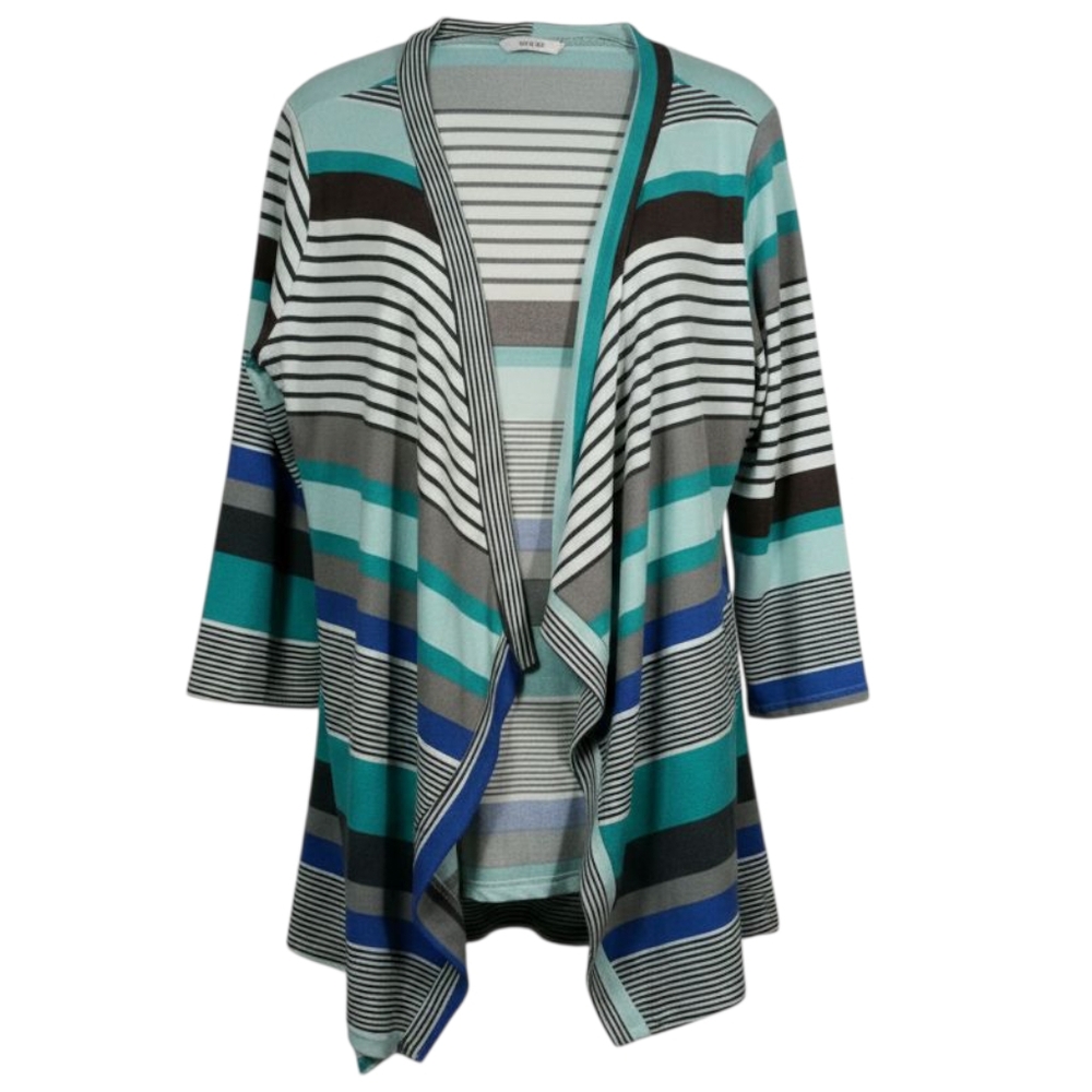Striped Multicolor Open Front Cardigan